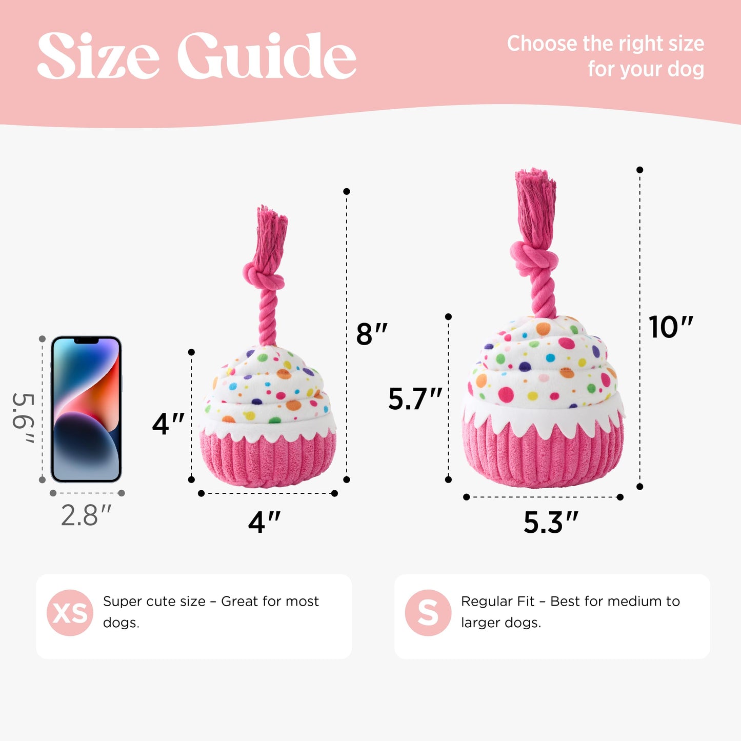 LE SURE Dog Birthday Cake Toy — Cute Squeaky Interactive Toy for Gentle Chewers with Tug Rope (Standard & Extra Small)