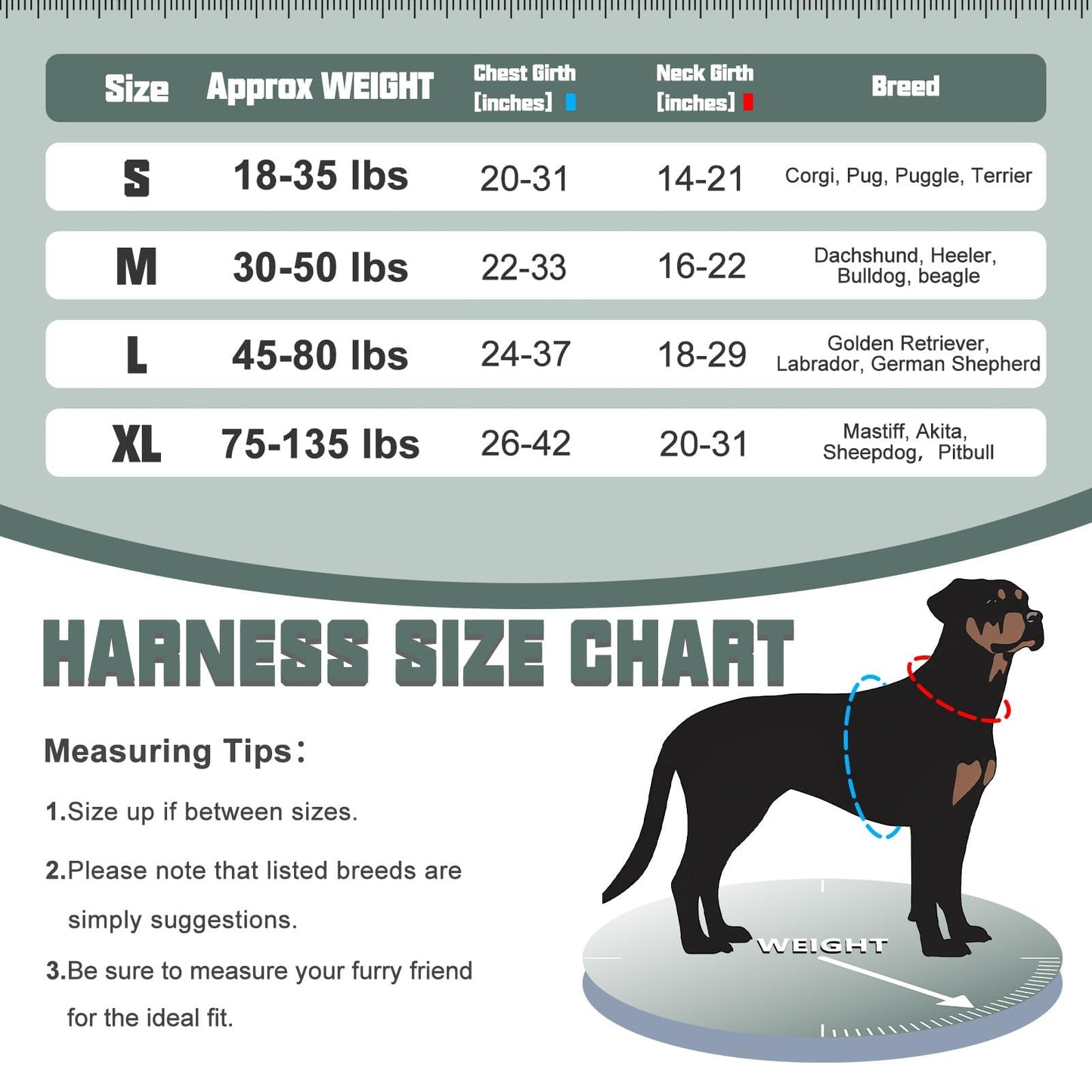 Auroth Tactical Dog Harness – No Pull Adjustable Pet Harness with Leash for Large Dogs (Multiple Sizes & Colors)