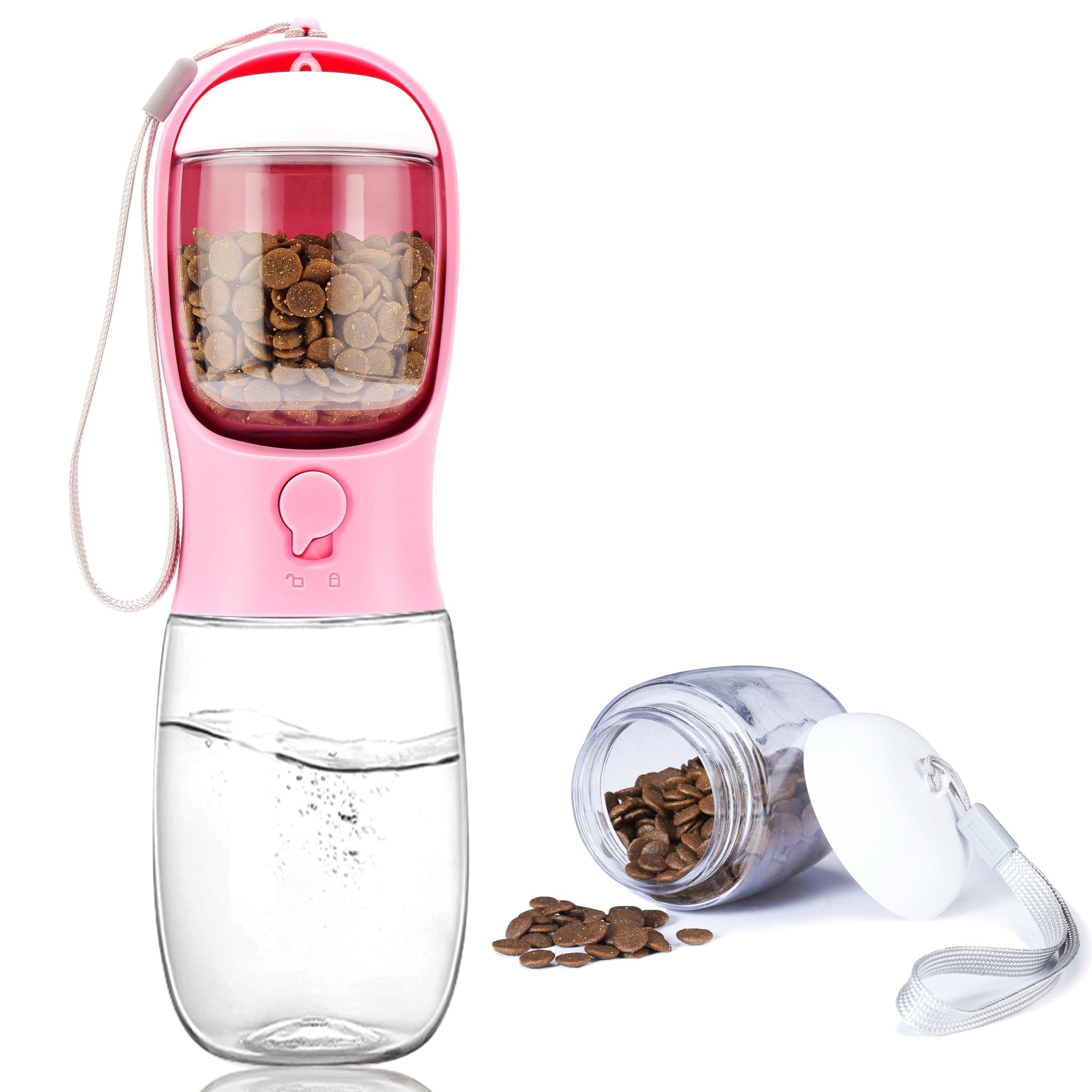 Portable Dog Water Bottle with Food Container | Outdoor Water Dispenser for Dogs, Cats, & Small Pets | 10oz
