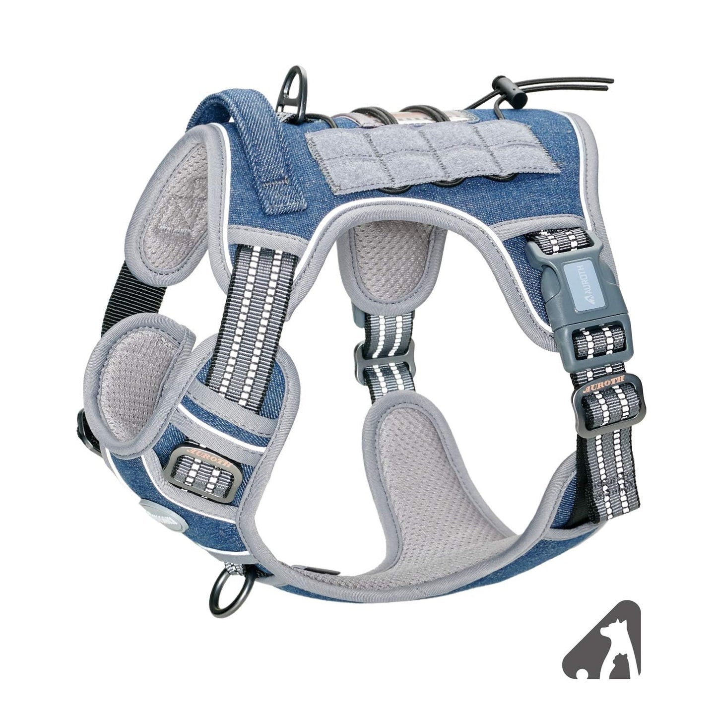 Auroth Tactical Dog Harness – No Pull Adjustable Pet Harness with Leash for Large Dogs (Multiple Sizes & Colors)