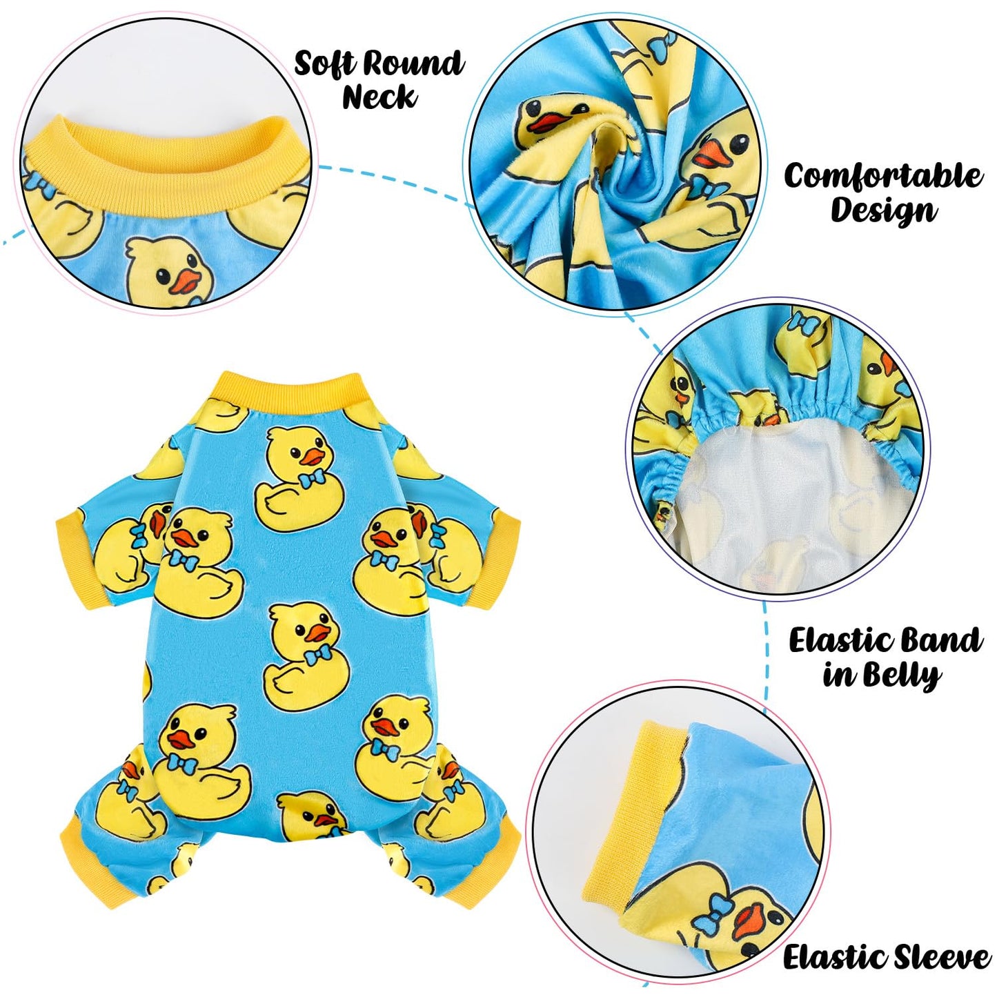 Christmas Dog Pajamas - 4 Pack Soft & Lightweight Recovery Suits for Small Pets