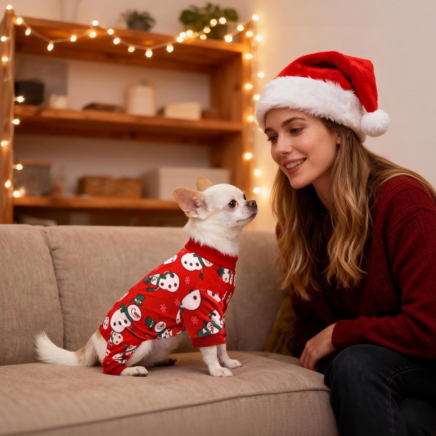 Christmas Dog Pajamas - 4 Pack Soft & Lightweight Recovery Suits for Small Pets