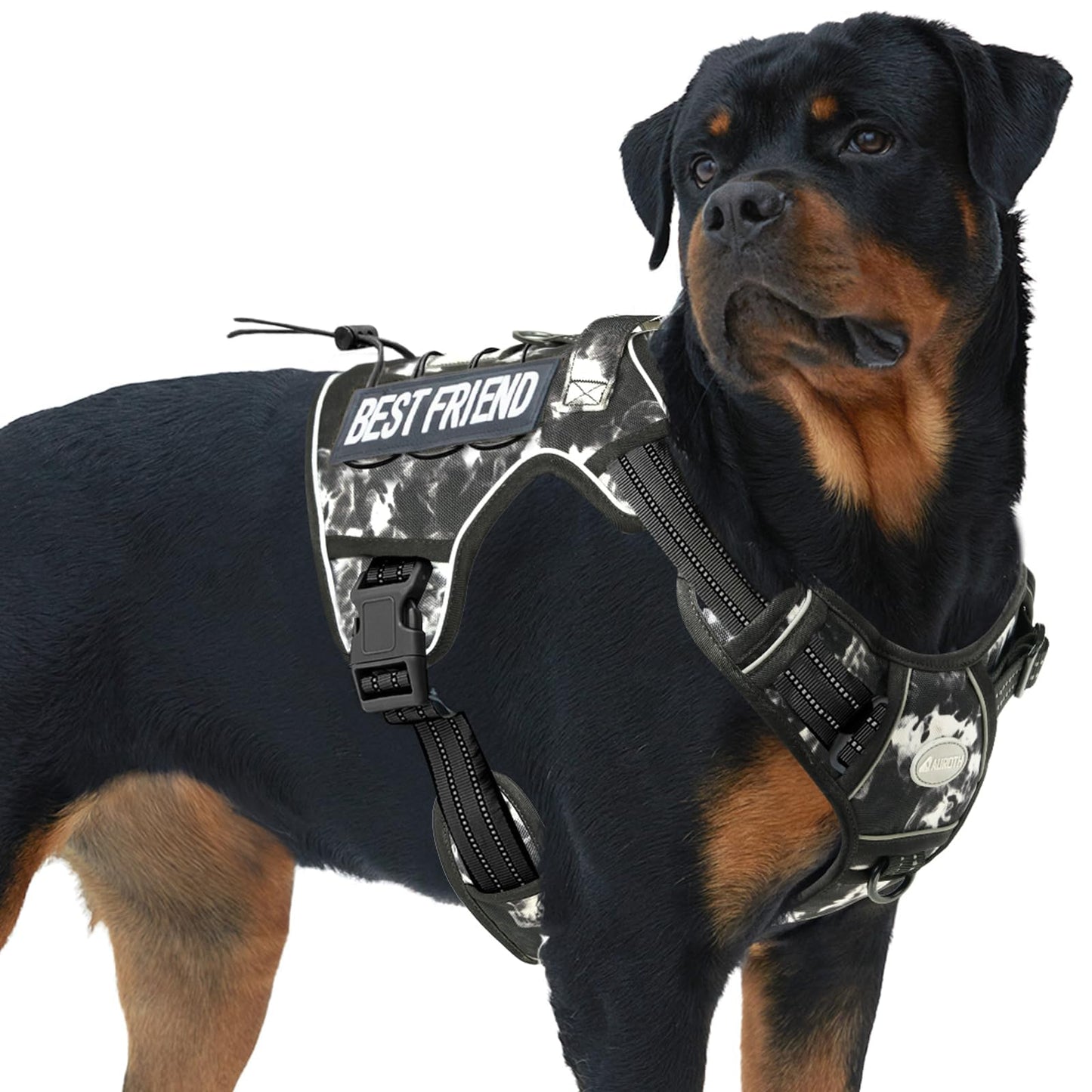 Auroth Tactical Dog Harness – No Pull Adjustable Pet Harness with Leash for Large Dogs (Multiple Sizes & Colors)