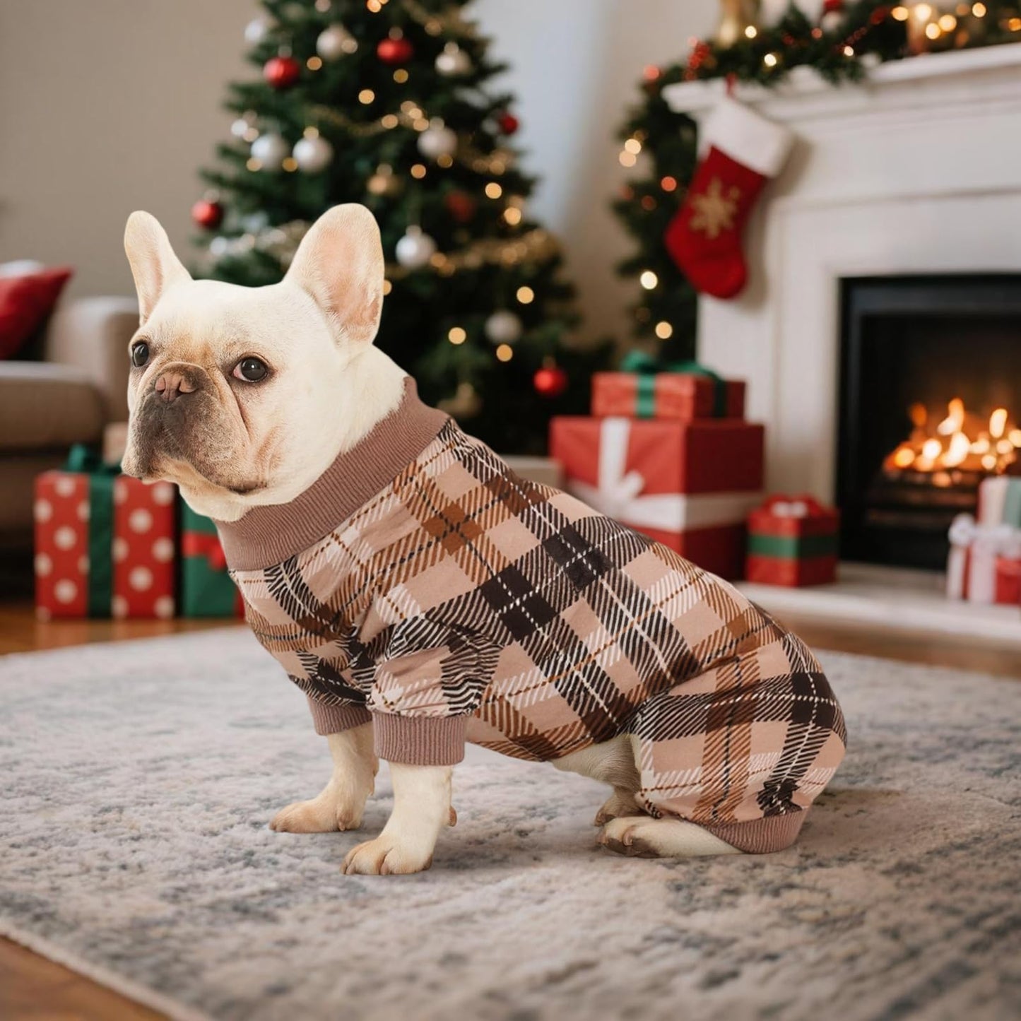 Christmas Dog Pajamas - 4 Pack Soft & Lightweight Recovery Suits for Small Pets