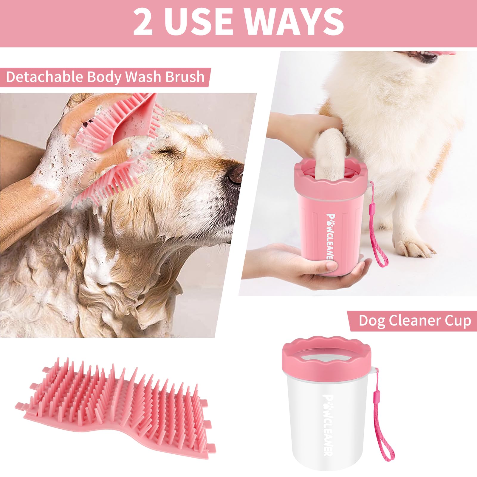 Professional 7-in-1 Dog Paw Cleaner for Dogs & Cats - Includes Portable Paw Washer, Bath Brush, 2 Toothbrushes & 3 Absorbent Towels