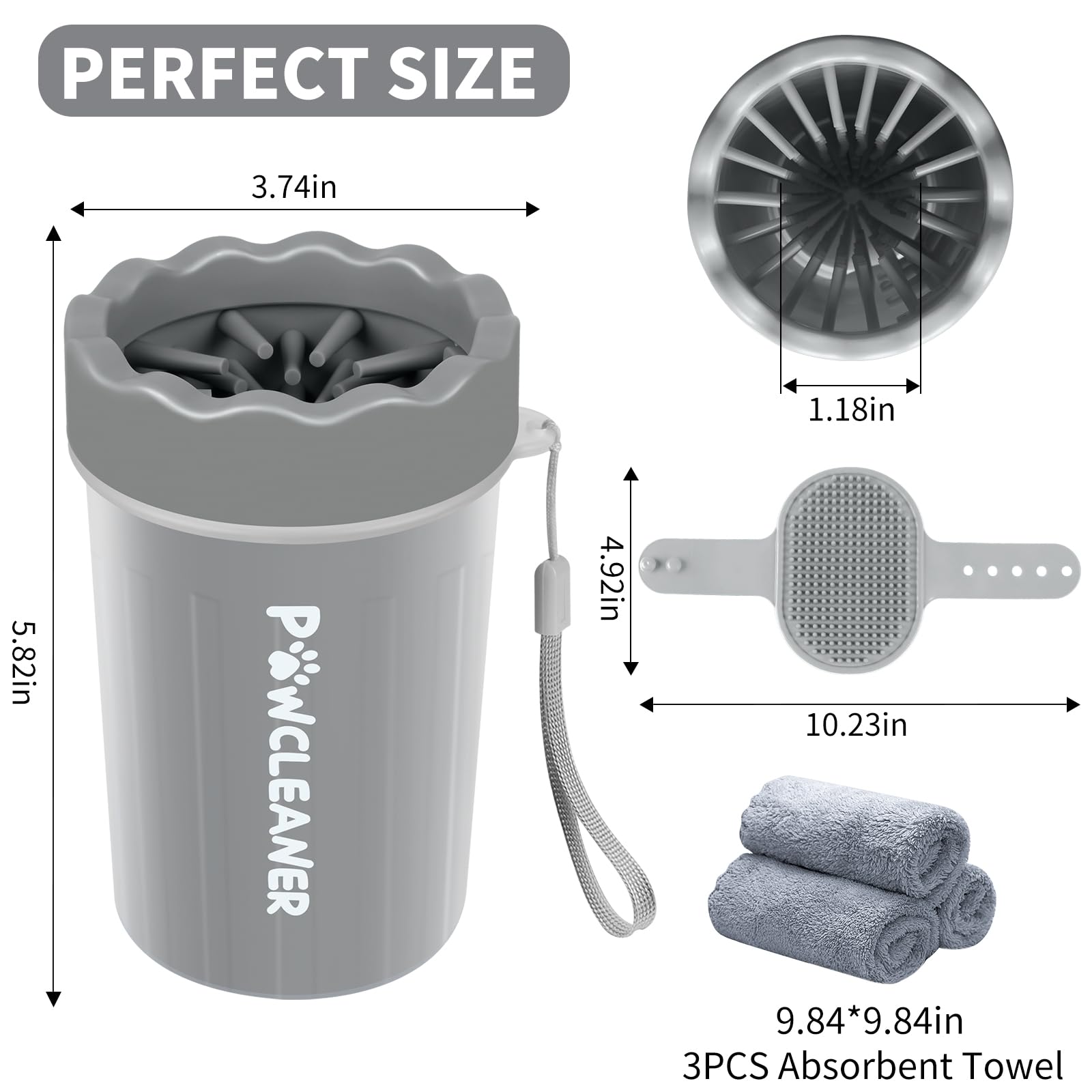 Professional 7-in-1 Dog Paw Cleaner for Dogs & Cats - Includes Portable Paw Washer, Bath Brush, 2 Toothbrushes & 3 Absorbent Towels