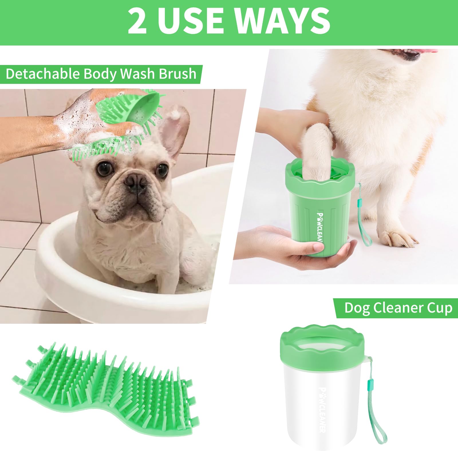 Professional 7-in-1 Dog Paw Cleaner for Dogs & Cats - Includes Portable Paw Washer, Bath Brush, 2 Toothbrushes & 3 Absorbent Towels