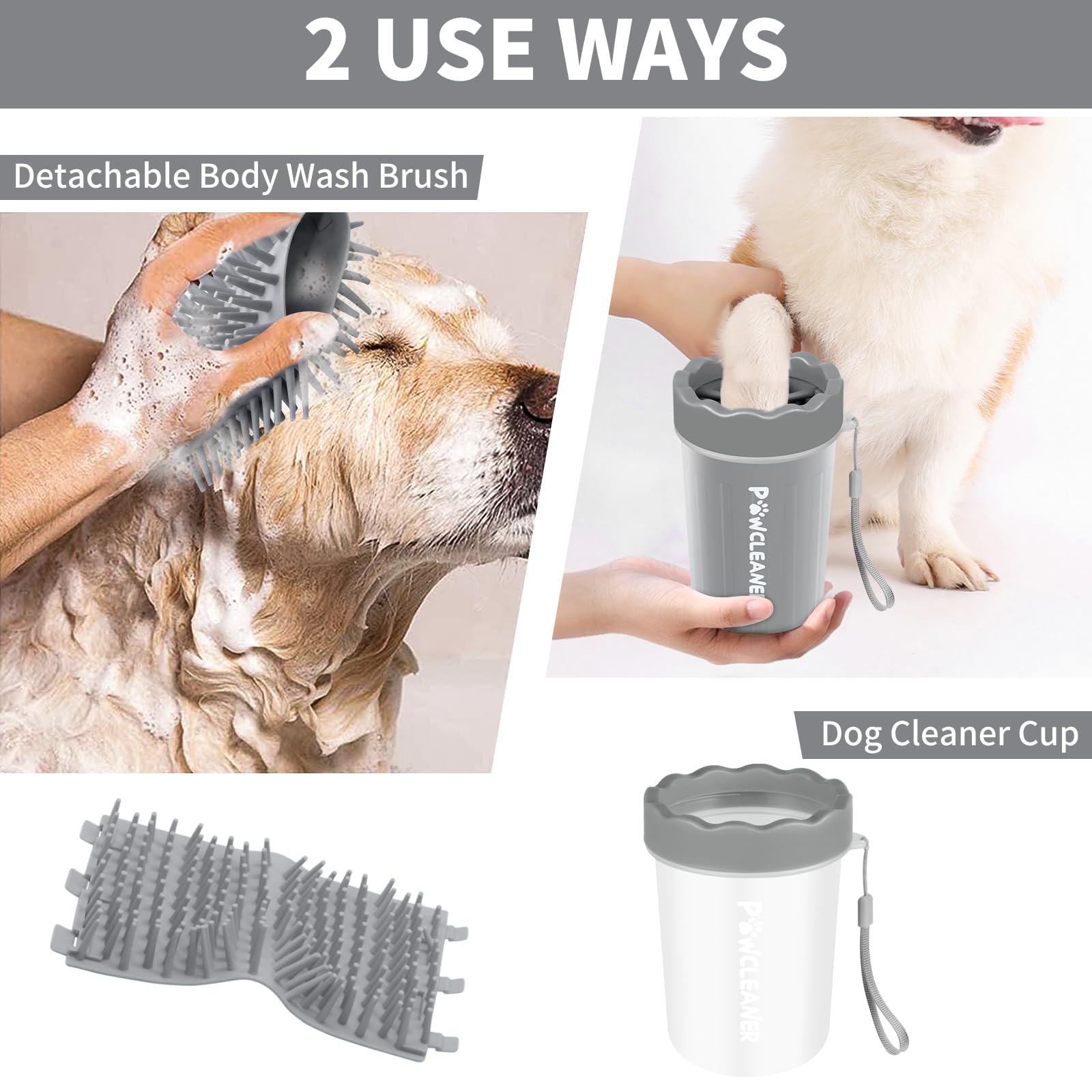 Professional 7-in-1 Dog Paw Cleaner for Dogs & Cats - Includes Portable Paw Washer, Bath Brush, 2 Toothbrushes & 3 Absorbent Towels