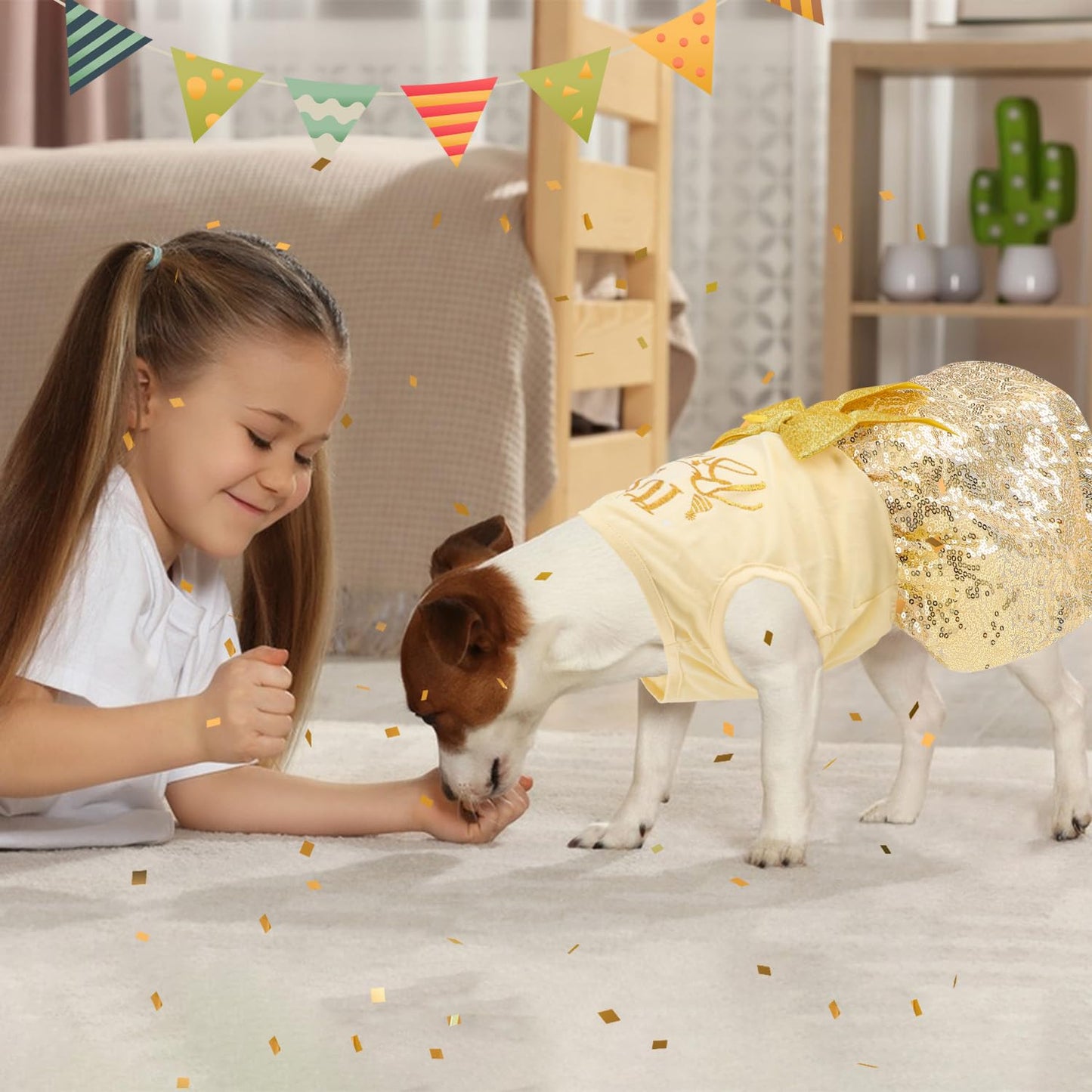 Dog Christmas Outfit - Merry Woofmas Dog Dress with Bowknot Tulle for Small & Medium Dogs