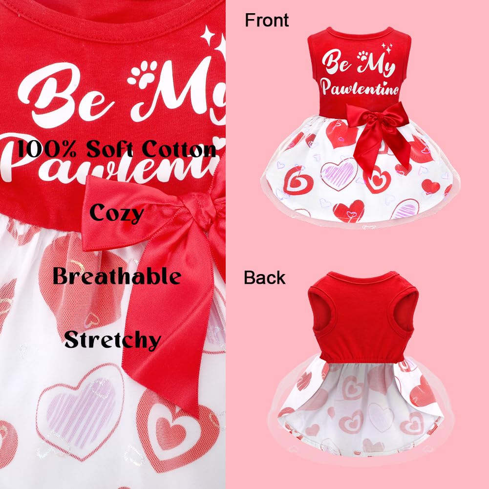 Dog Christmas Outfit - Merry Woofmas Dog Dress with Bowknot Tulle for Small & Medium Dogs