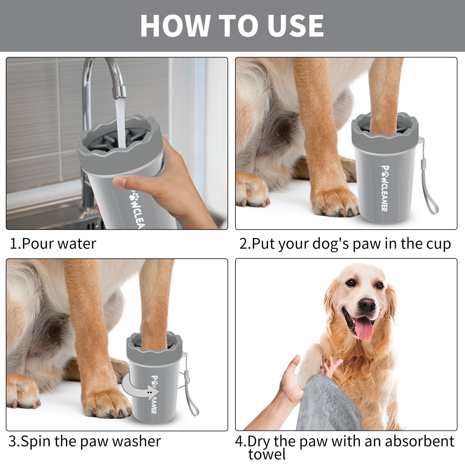 Professional 7-in-1 Dog Paw Cleaner for Dogs & Cats - Includes Portable Paw Washer, Bath Brush, 2 Toothbrushes & 3 Absorbent Towels
