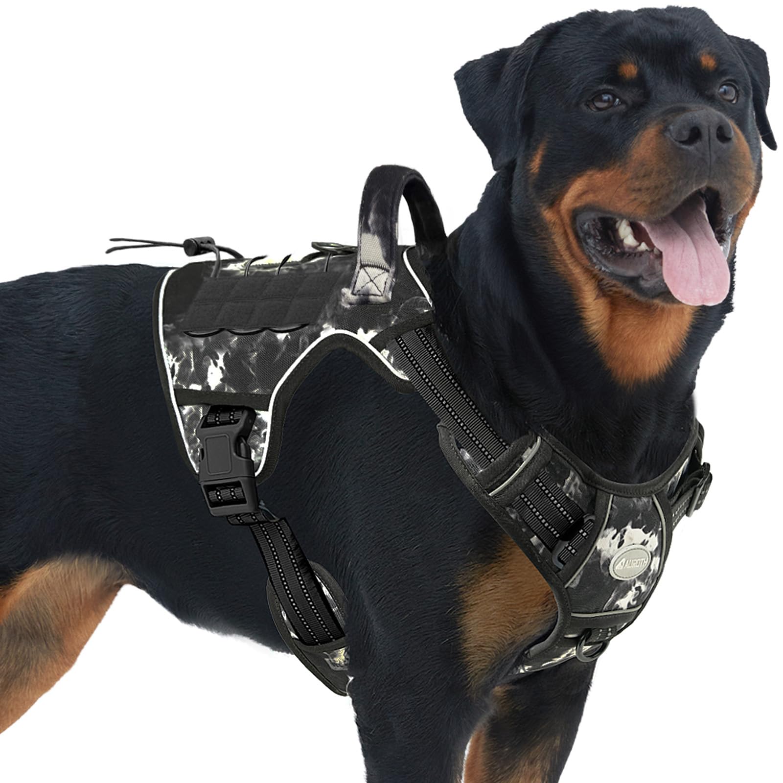 Auroth Tactical Dog Harness – No Pull Adjustable Pet Harness with Leash for Large Dogs (Multiple Sizes & Colors)