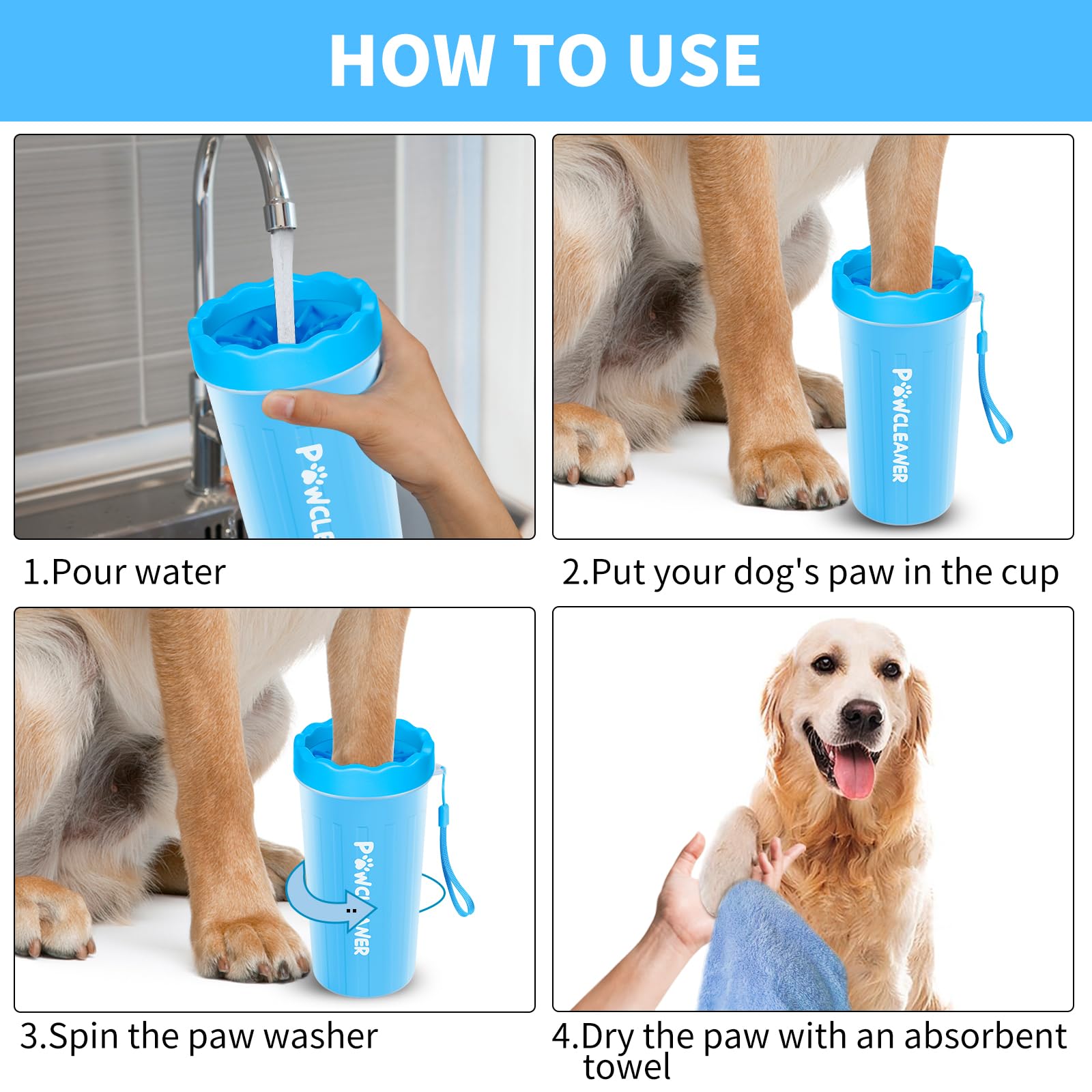 Professional 7-in-1 Dog Paw Cleaner for Dogs & Cats - Includes Portable Paw Washer, Bath Brush, 2 Toothbrushes & 3 Absorbent Towels