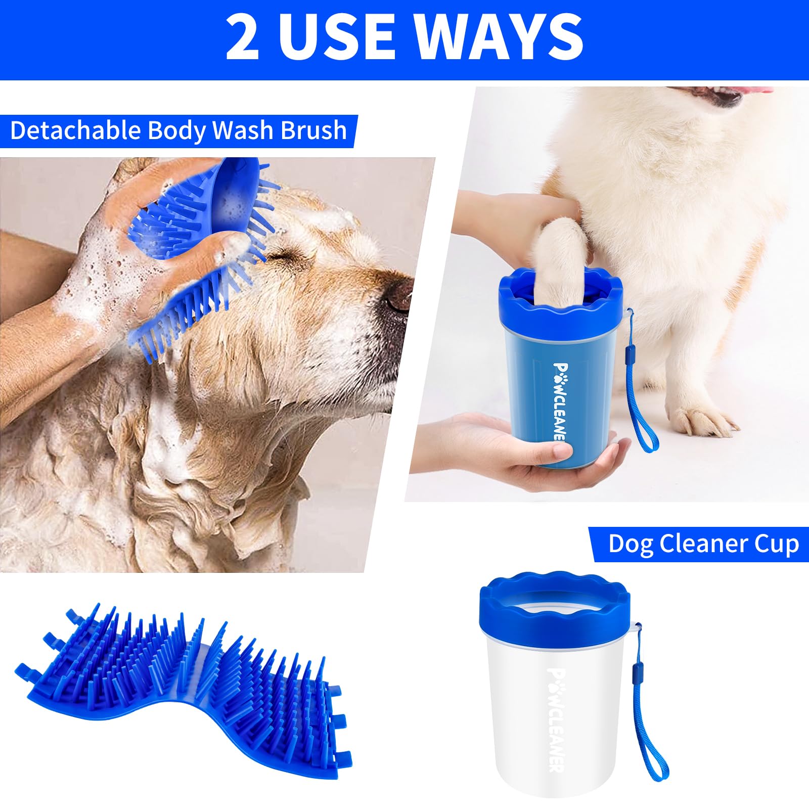 Professional 7-in-1 Dog Paw Cleaner for Dogs & Cats - Includes Portable Paw Washer, Bath Brush, 2 Toothbrushes & 3 Absorbent Towels