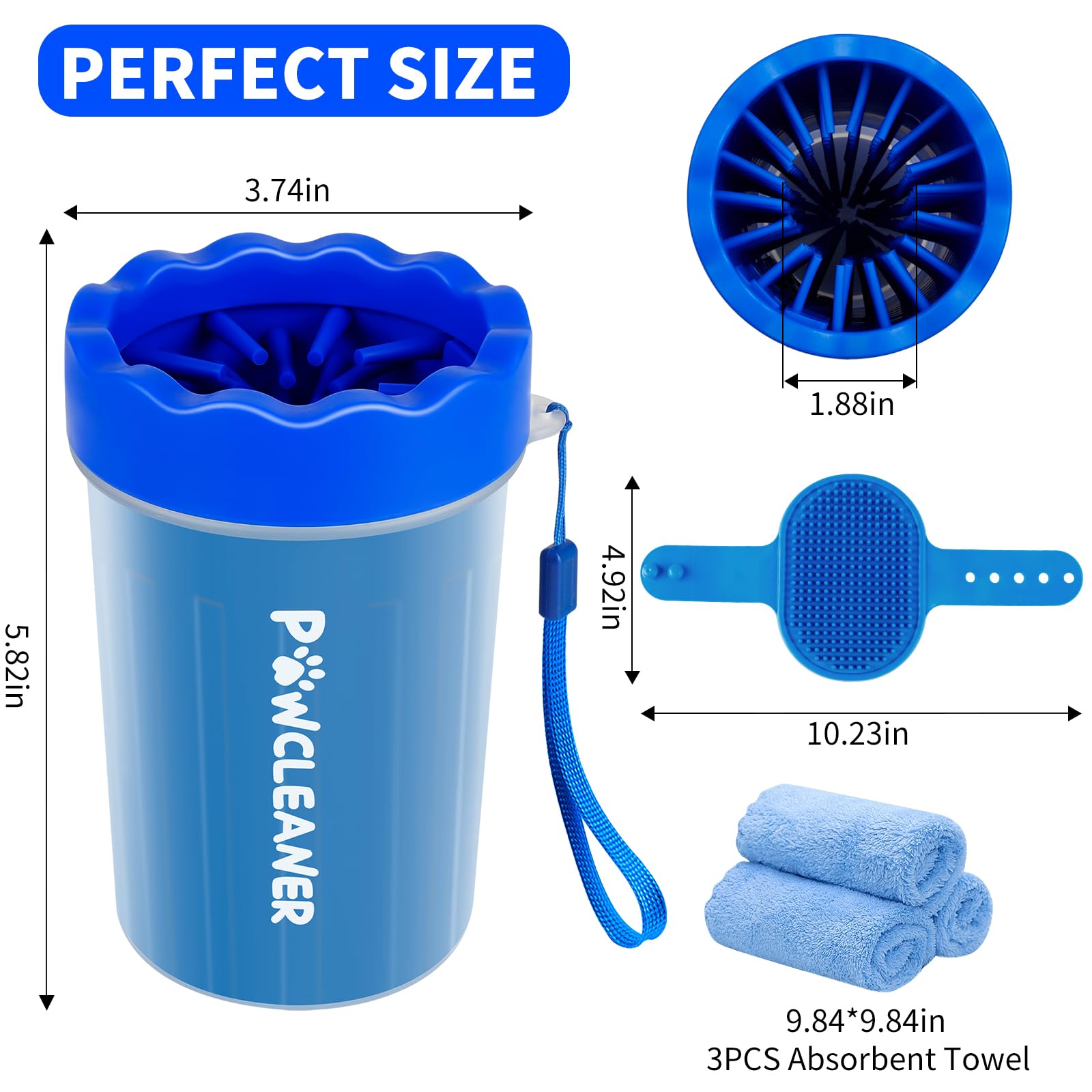 Professional 7-in-1 Dog Paw Cleaner for Dogs & Cats - Includes Portable Paw Washer, Bath Brush, 2 Toothbrushes & 3 Absorbent Towels