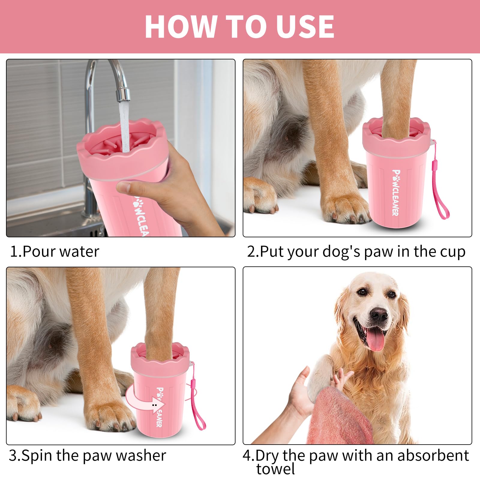 Professional 7-in-1 Dog Paw Cleaner for Dogs & Cats - Includes Portable Paw Washer, Bath Brush, 2 Toothbrushes & 3 Absorbent Towels