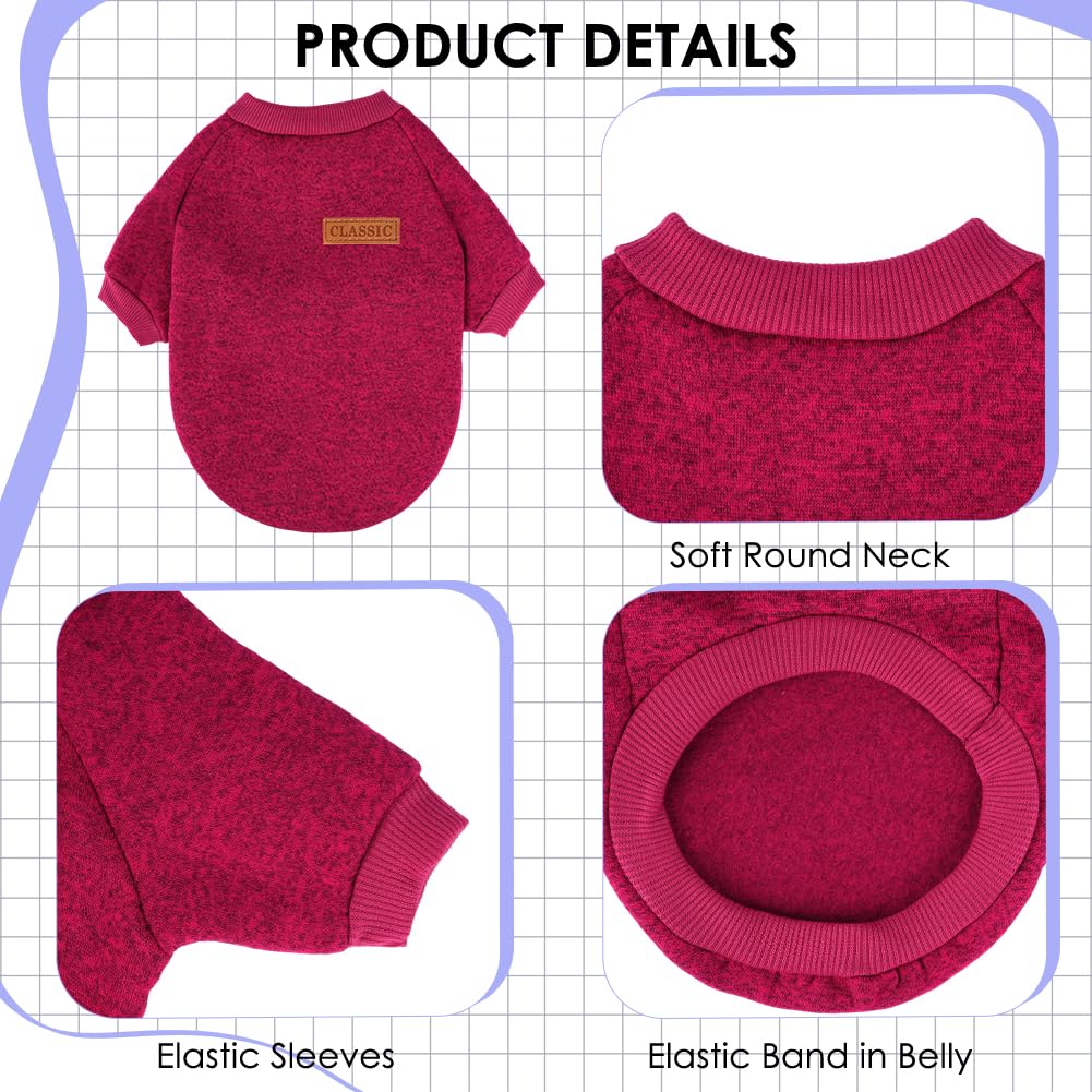 3 Pack Dog Sweaters for Small Dogs - Soft Fleece Winter Clothes for Pets (Navy Blue, Grey & Light Blue)