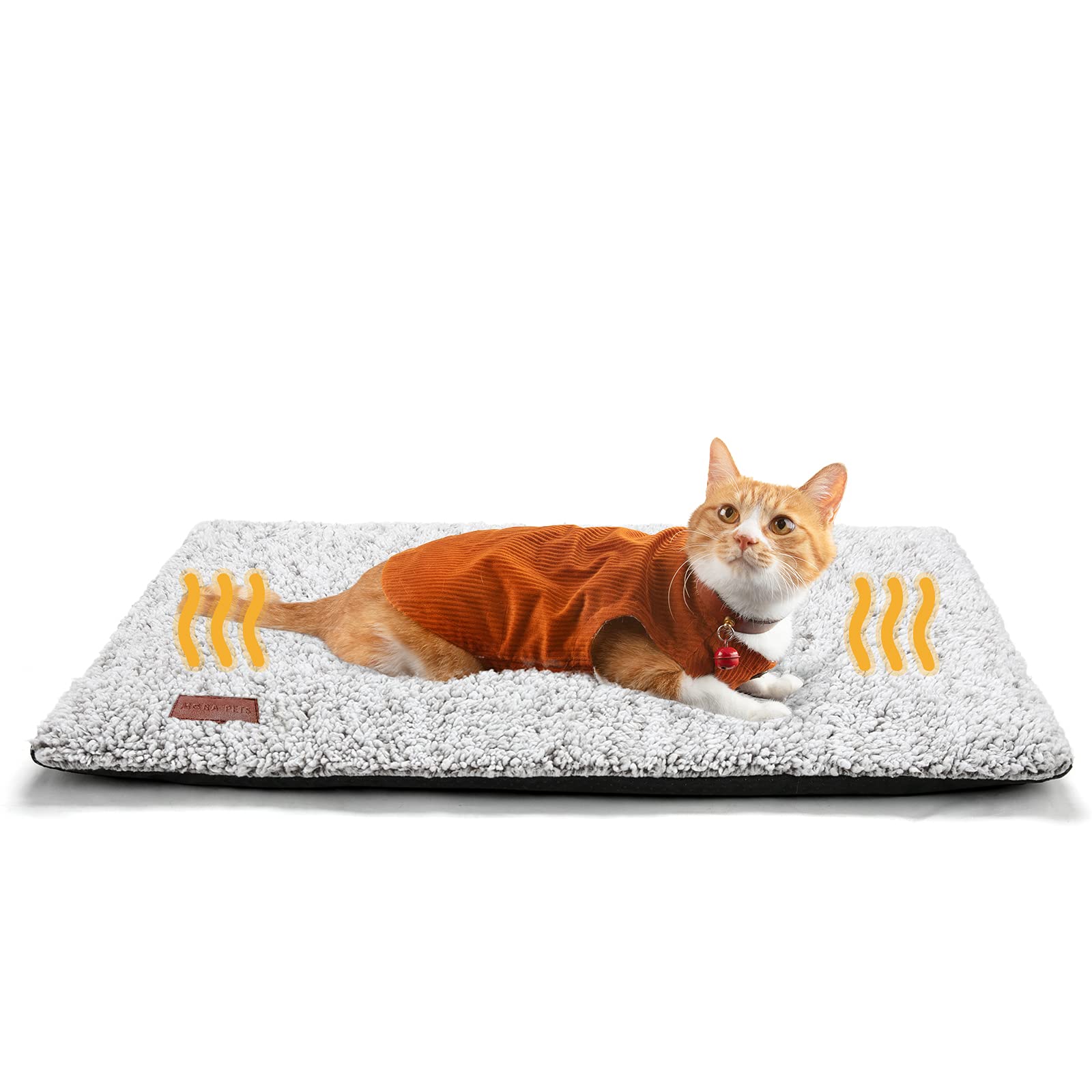Self Warming Cat Bed Self Heating Cat Dog Mat 24 x 18 inch Extra Warm Thermal Pet Pad for Indoor Outdoor Pets with Removable Cover Non-Slip Bottom Washable Light Grey Non Electric