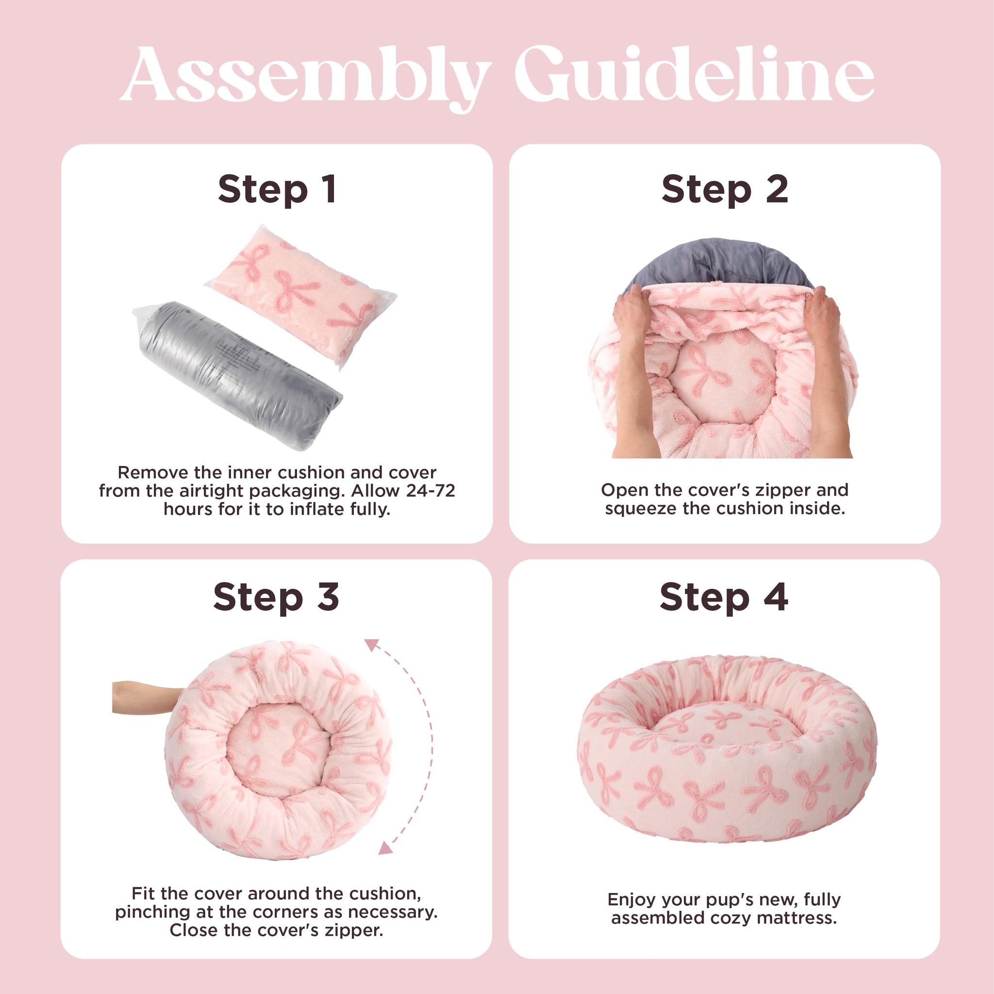 LE SURE Donut Dog Bed — Cozy, Washable & Calming Bed for Small to Large Dogs