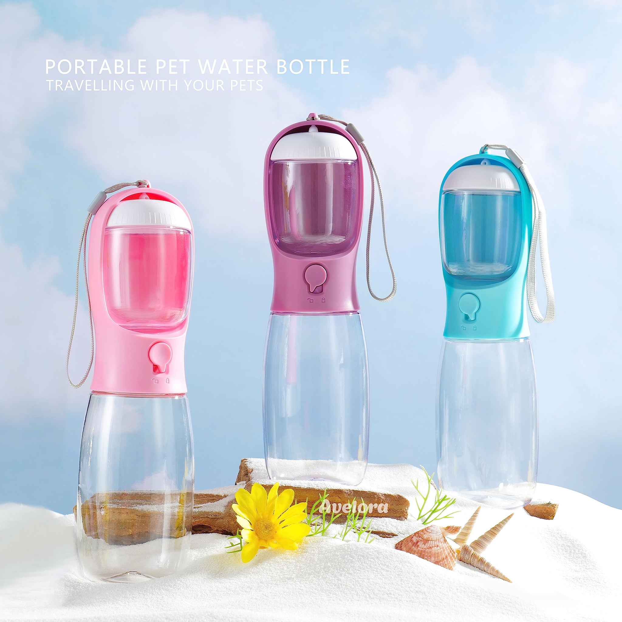 Portable Dog Water Bottle with Food Container | Outdoor Water Dispenser for Dogs, Cats, & Small Pets | 10oz