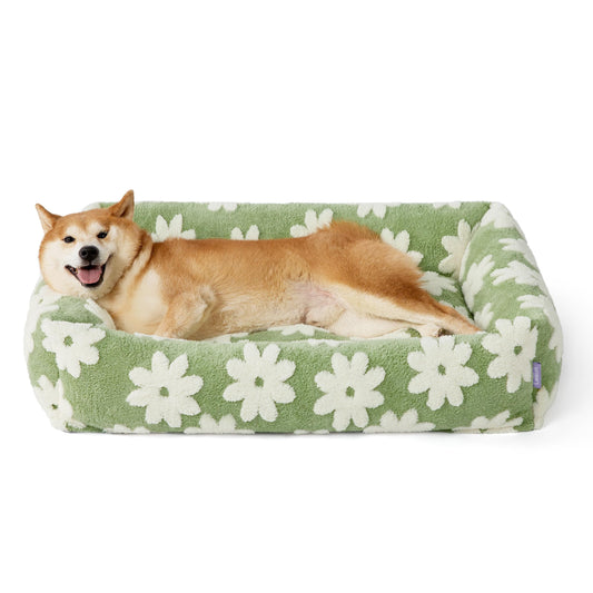 LE SURE Cute Dog Bed for Small Dogs — Washable Orthopedic Pet Sofa with Jacquard Shaggy Plush & Anti-Slip Bottom (Multiple Sizes & Colors)