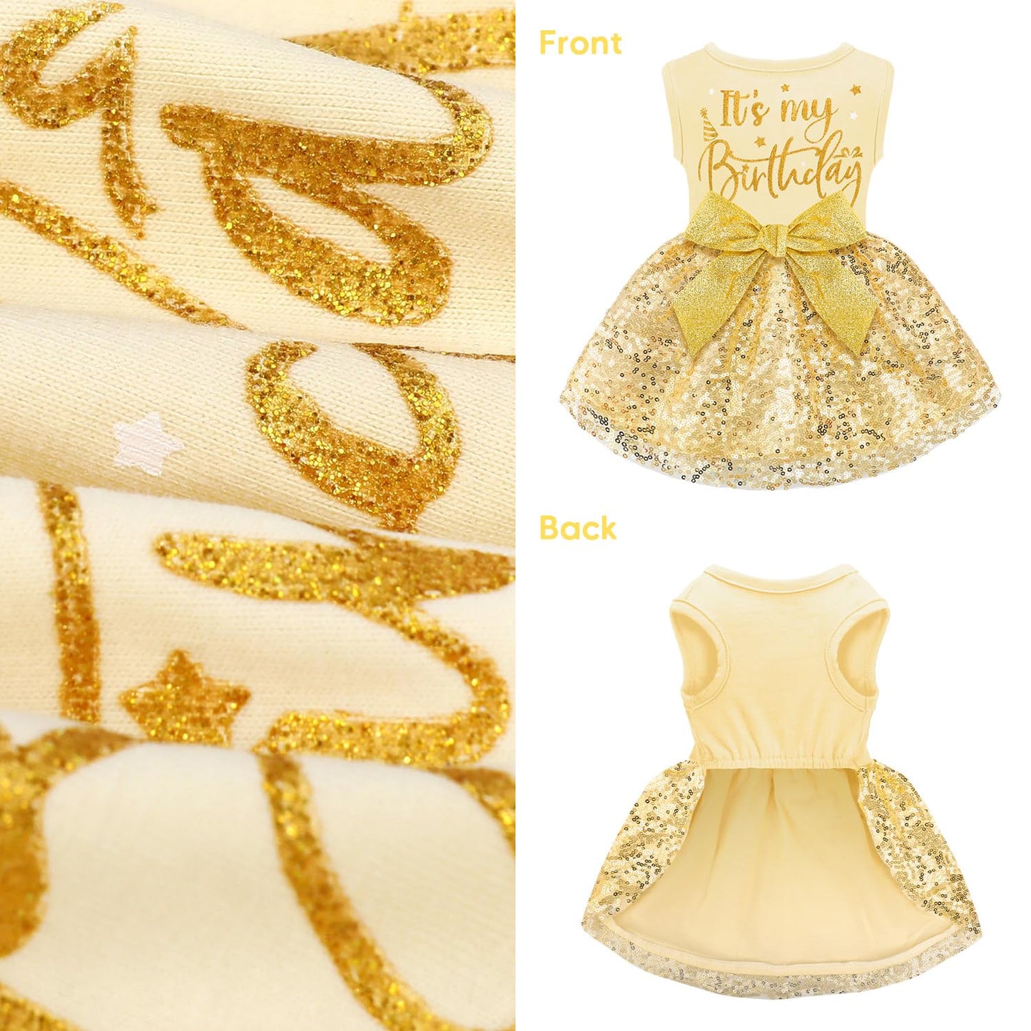 Dog Christmas Outfit - Merry Woofmas Dog Dress with Bowknot Tulle for Small & Medium Dogs