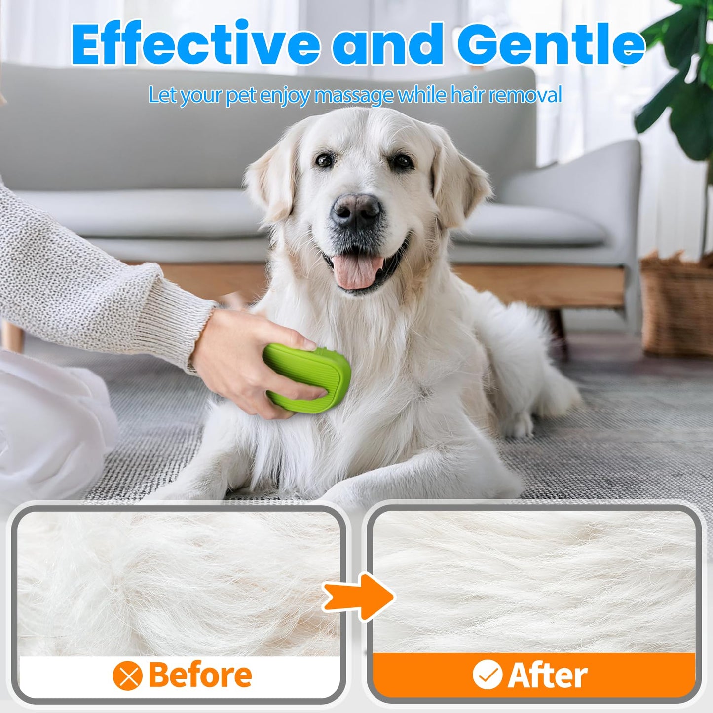 Comotech 3-in-1 Dog Grooming Brush | Adjustable Handle Shampoo Brush & Scrubber for Short & Long Haired Dogs & Cats (Blue, Pink)