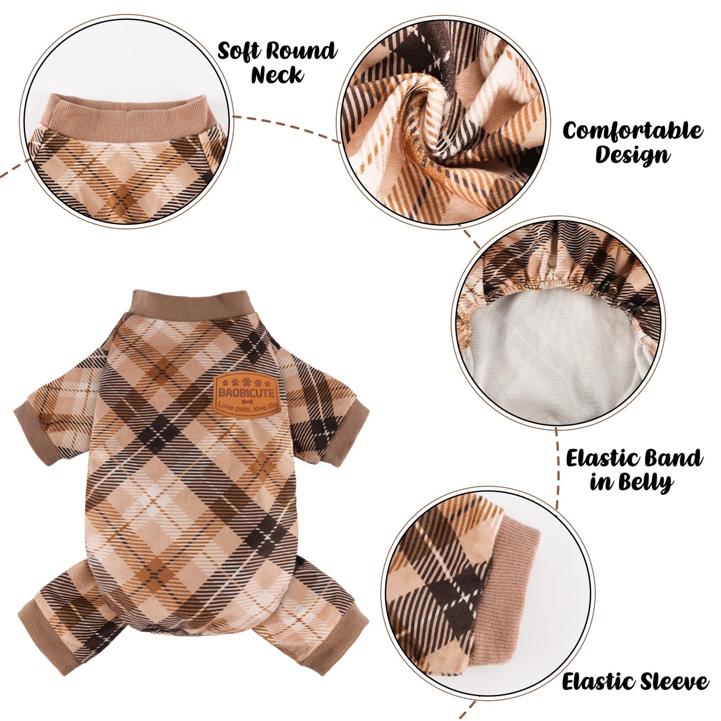 Christmas Dog Pajamas - 4 Pack Soft & Lightweight Recovery Suits for Small Pets