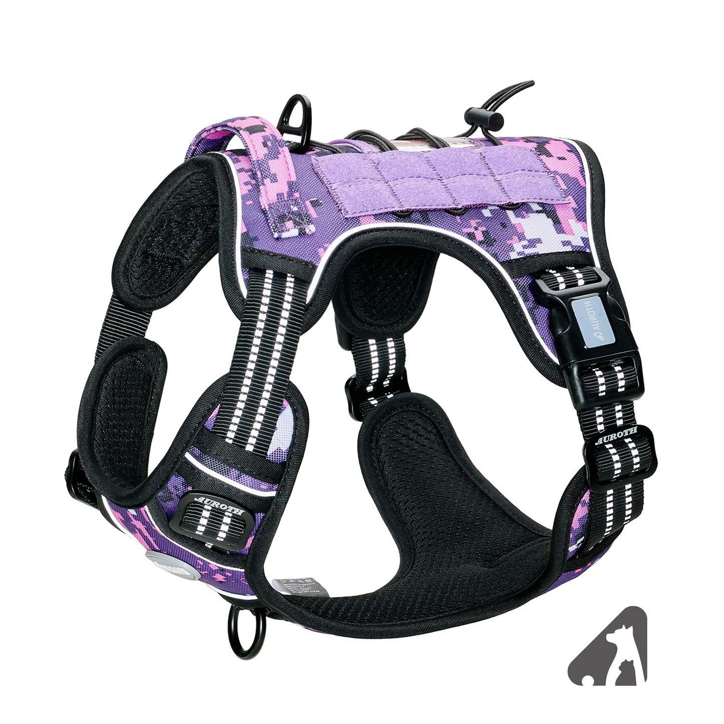 Auroth Tactical Dog Harness – No Pull Adjustable Pet Harness with Leash for Large Dogs (Multiple Sizes & Colors)