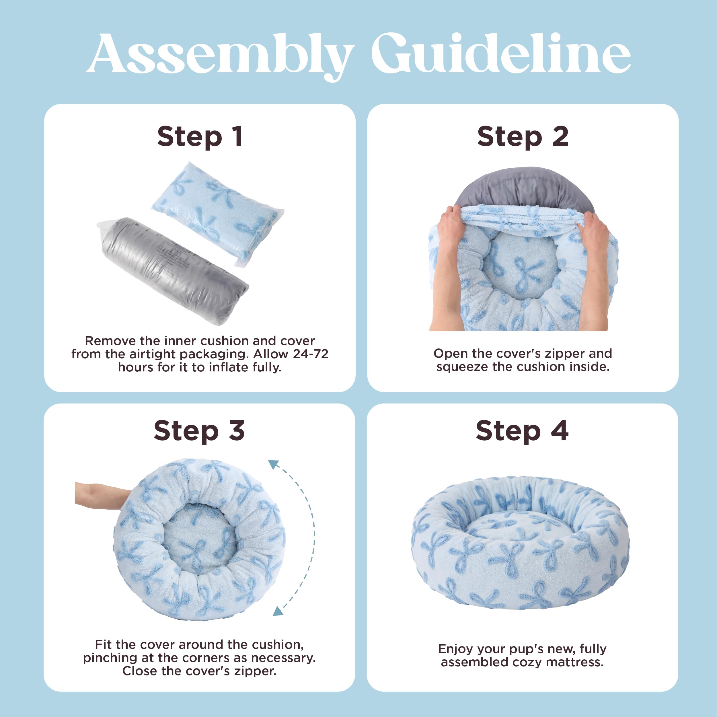 LE SURE Donut Dog Bed — Cozy, Washable & Calming Bed for Small to Large Dogs