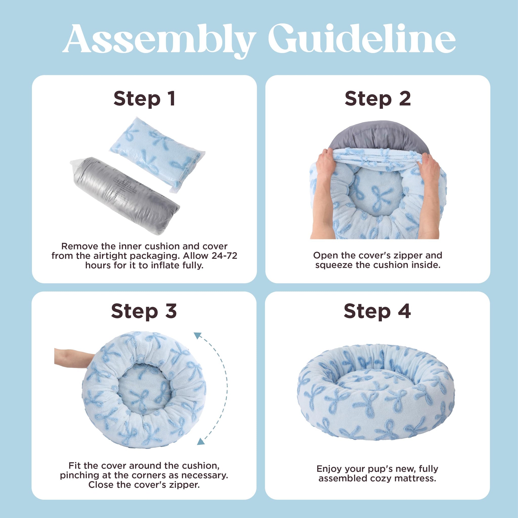 LE SURE Donut Dog Bed — Cozy, Washable & Calming Bed for Small to Large Dogs