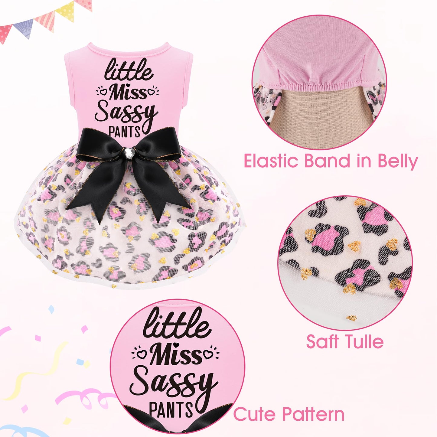 Dog Christmas Outfit - Merry Woofmas Dog Dress with Bowknot Tulle for Small & Medium Dogs