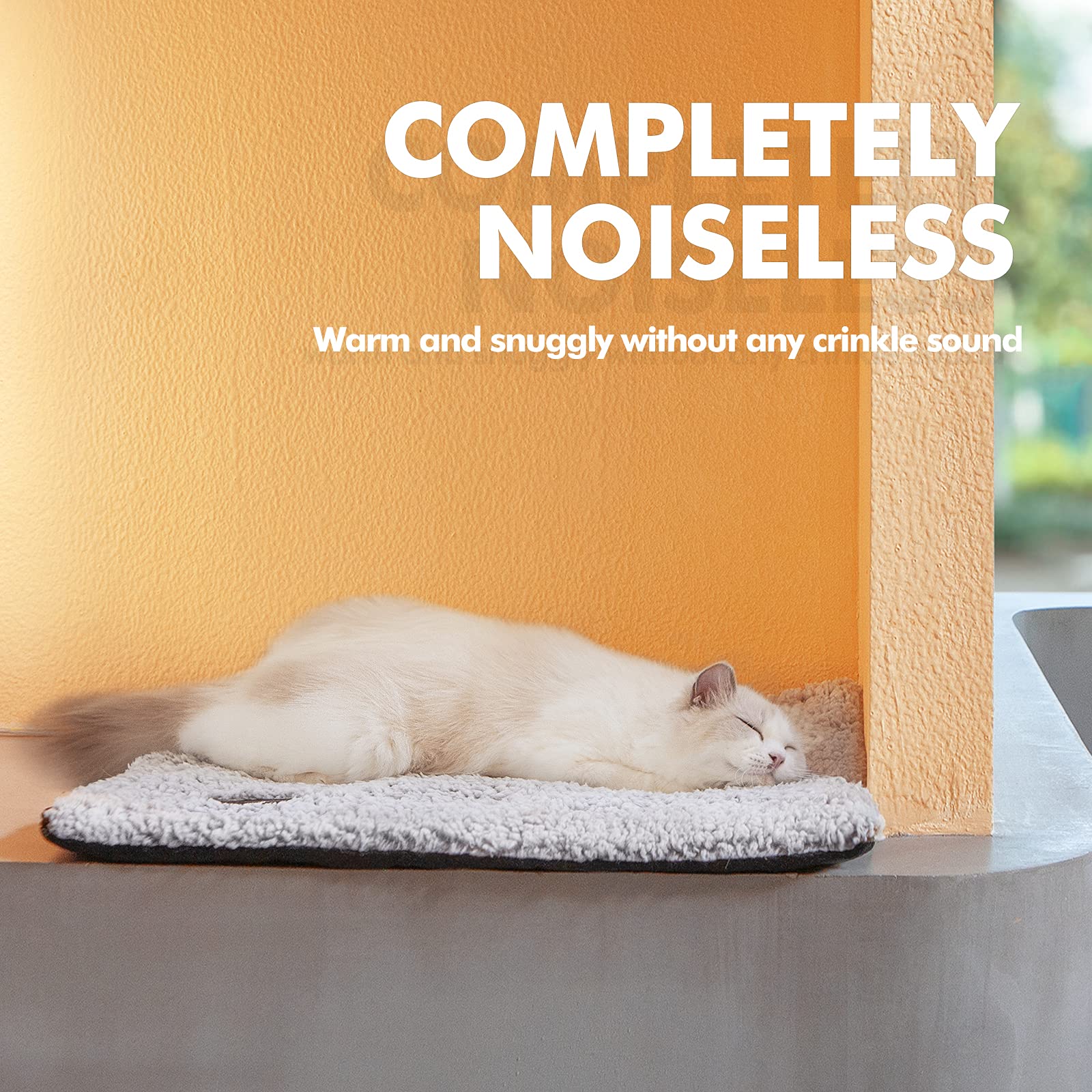Self Warming Cat Bed Self Heating Cat Dog Mat 24 x 18 inch Extra Warm Thermal Pet Pad for Indoor Outdoor Pets with Removable Cover Non-Slip Bottom Washable Light Grey Non Electric
