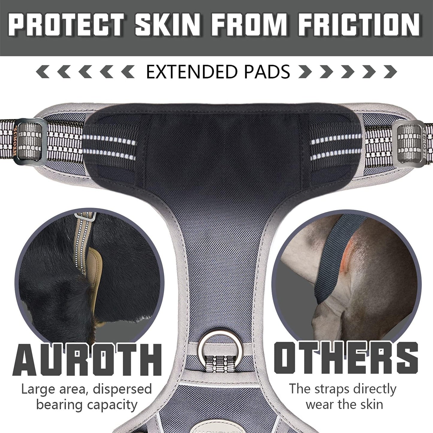 Auroth Tactical Dog Harness – No Pull Adjustable Pet Harness with Leash for Large Dogs (Multiple Sizes & Colors)