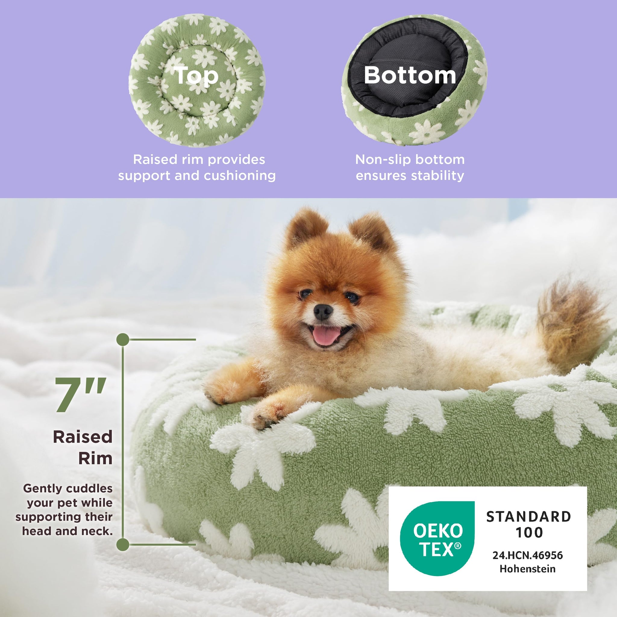 LE SURE Donut Dog Bed — Cozy, Washable & Calming Bed for Small to Large Dogs