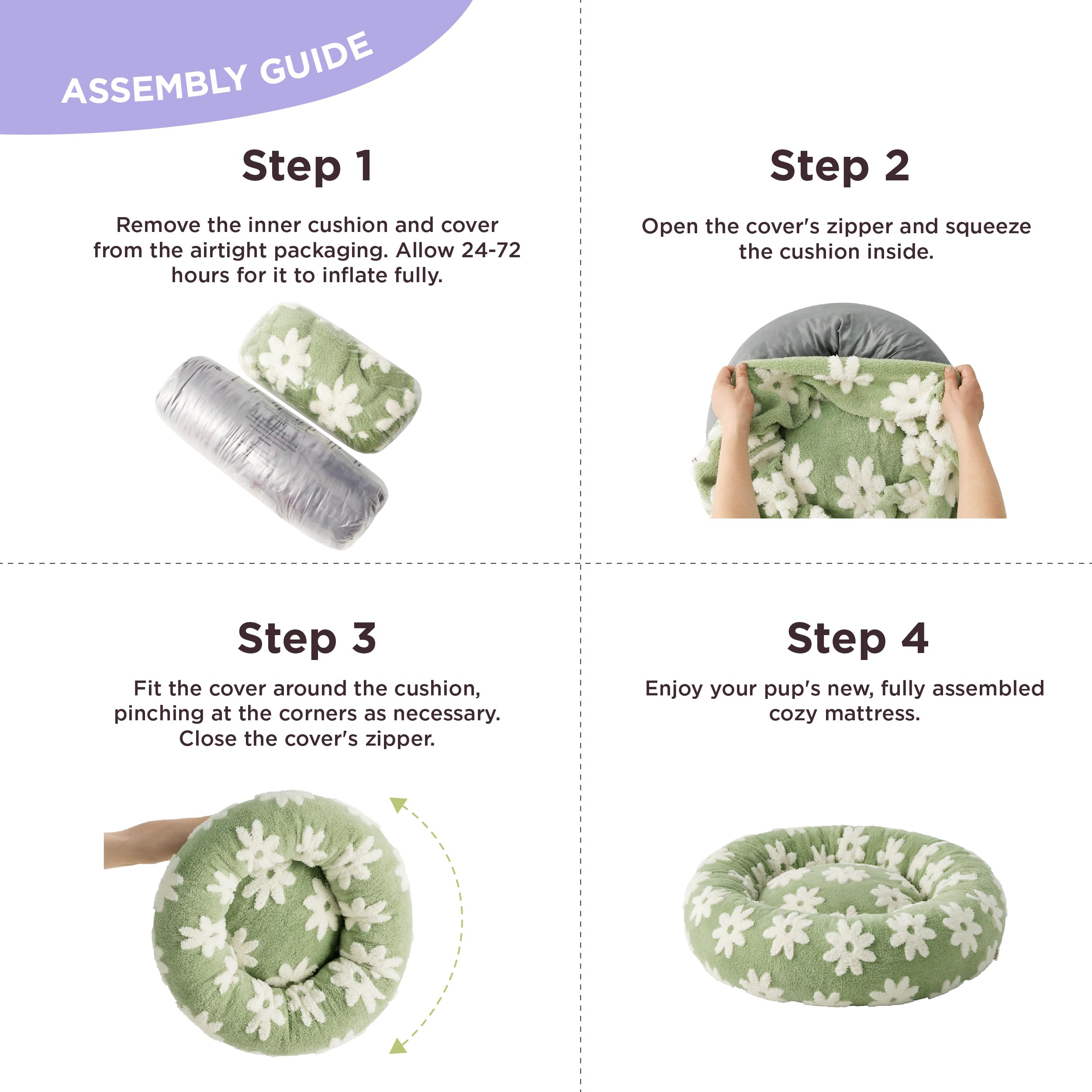 LE SURE Donut Dog Bed — Cozy, Washable & Calming Bed for Small to Large Dogs