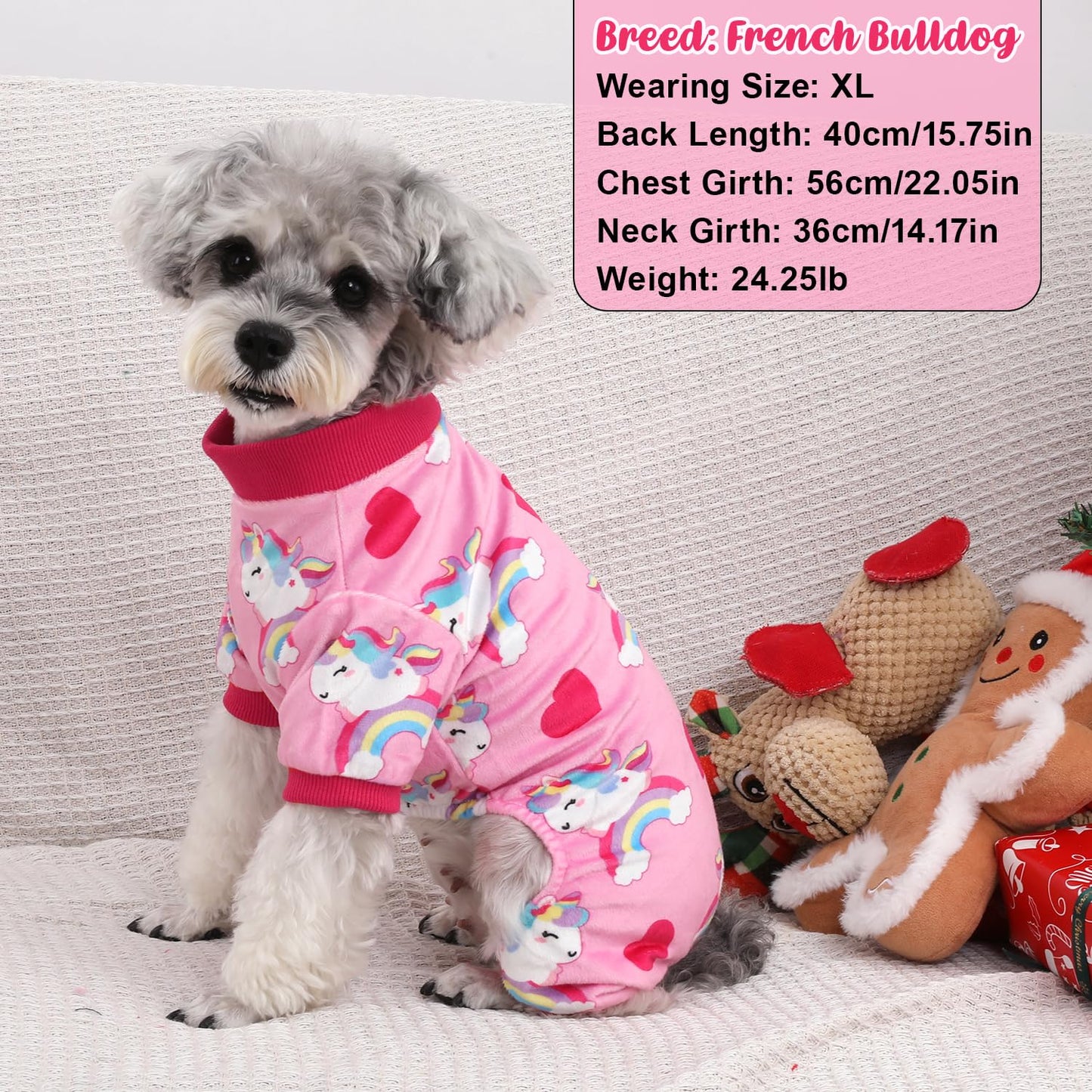 Christmas Dog Pajamas - 4 Pack Soft & Lightweight Recovery Suits for Small Pets