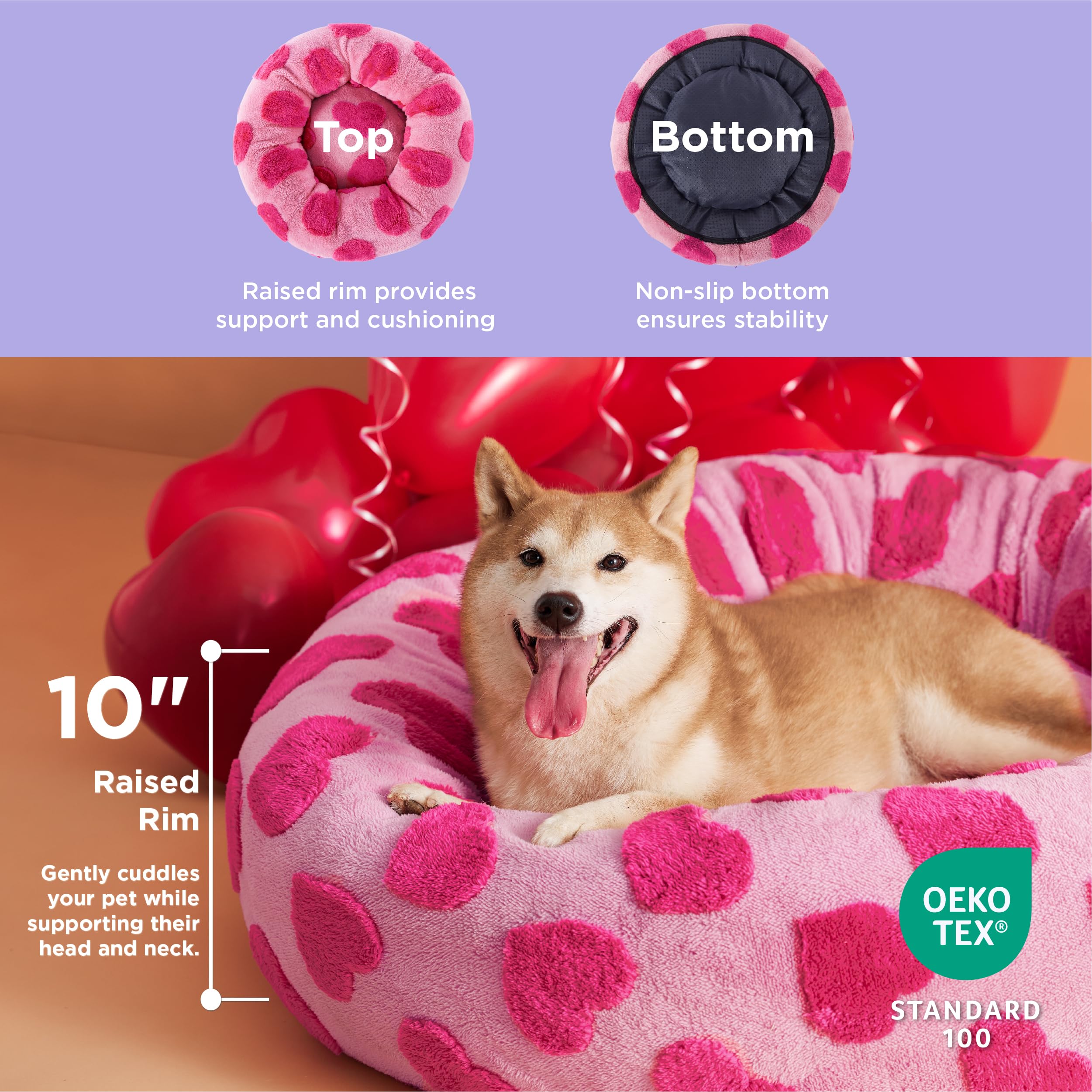 LE SURE Donut Dog Bed — Cozy, Washable & Calming Bed for Small to Large Dogs