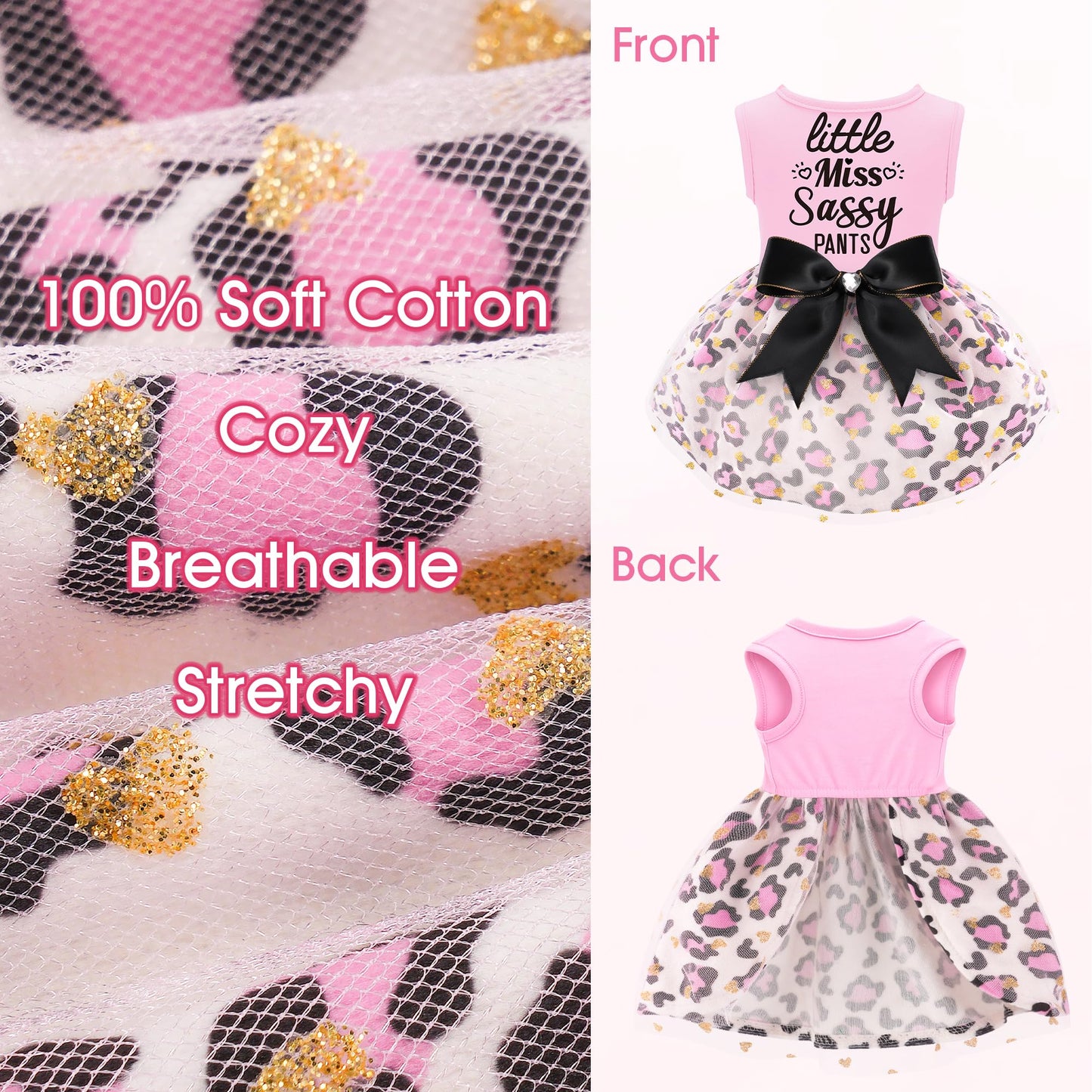 Dog Christmas Outfit - Merry Woofmas Dog Dress with Bowknot Tulle for Small & Medium Dogs